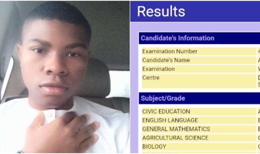 WAEC result of boy who wants to study medicine causes serious buzz online