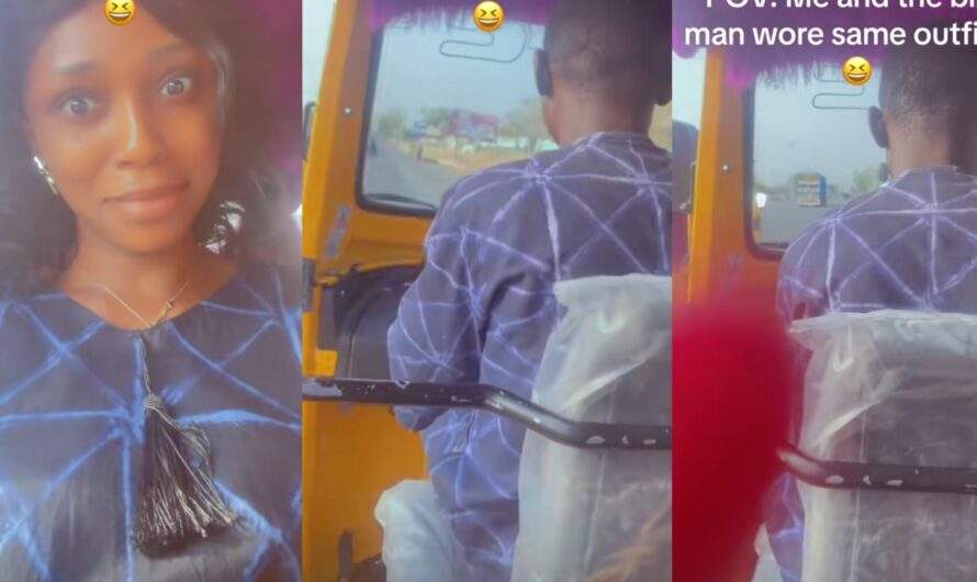 Lady surprised as she finds out she and Keke rider wore same outfit